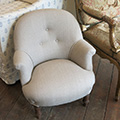 French Nursery chair covered in Taupe linen