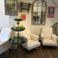 Flower stand, Artichoke painting, french mirror with our Percy chairs
