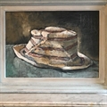 'Le Chapeau'. The Hat. Oil on board, framed.