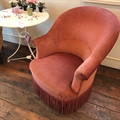 French vintage tub chair with black turned beechwood legs. C1900.   Ready to be reupholstered sold at a very good sale price!  (£150.00)
