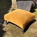 French vintage footstool, star shape with turned black legs. C1900. Ready to be reupholstered and sold at a very good sale price ! (£135.)French vintage footstool, star shape with turned black legs. C
